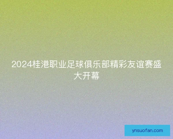 2024桂港职业足球俱乐部精彩友谊赛盛大开幕