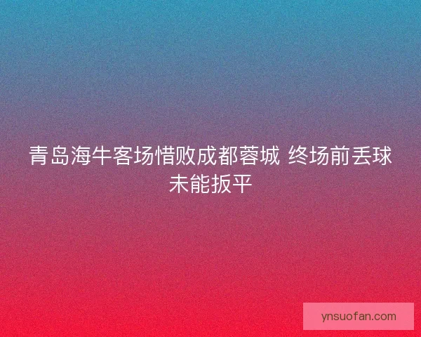 青岛海牛客场惜败成都蓉城 终场前丢球未能扳平